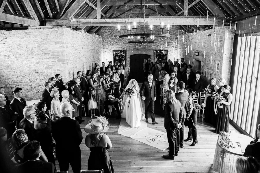 Kingston country courtyard wedding ceremony set up in barn