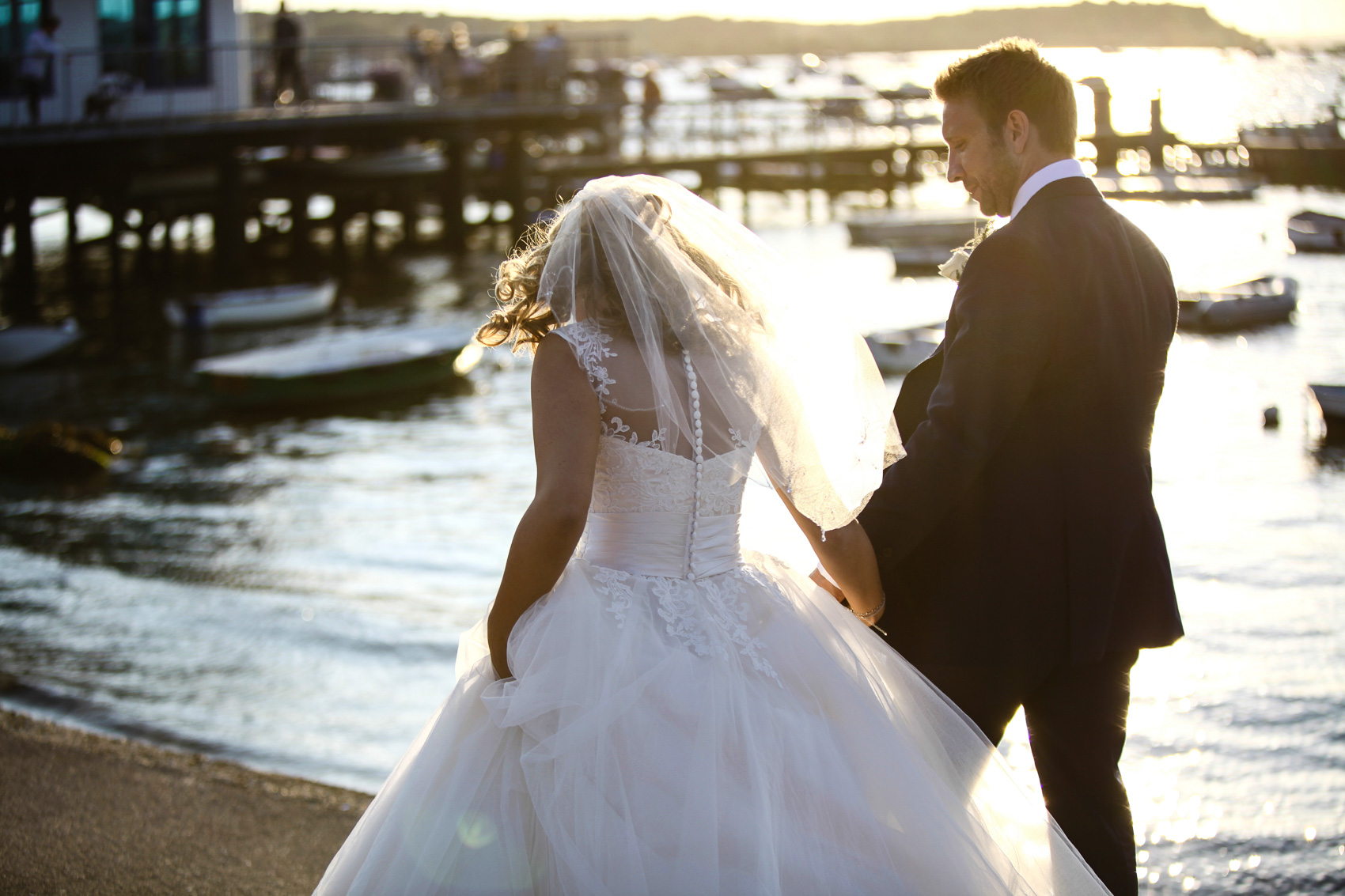 Bride and groom at sandbanks beach Sandbanks