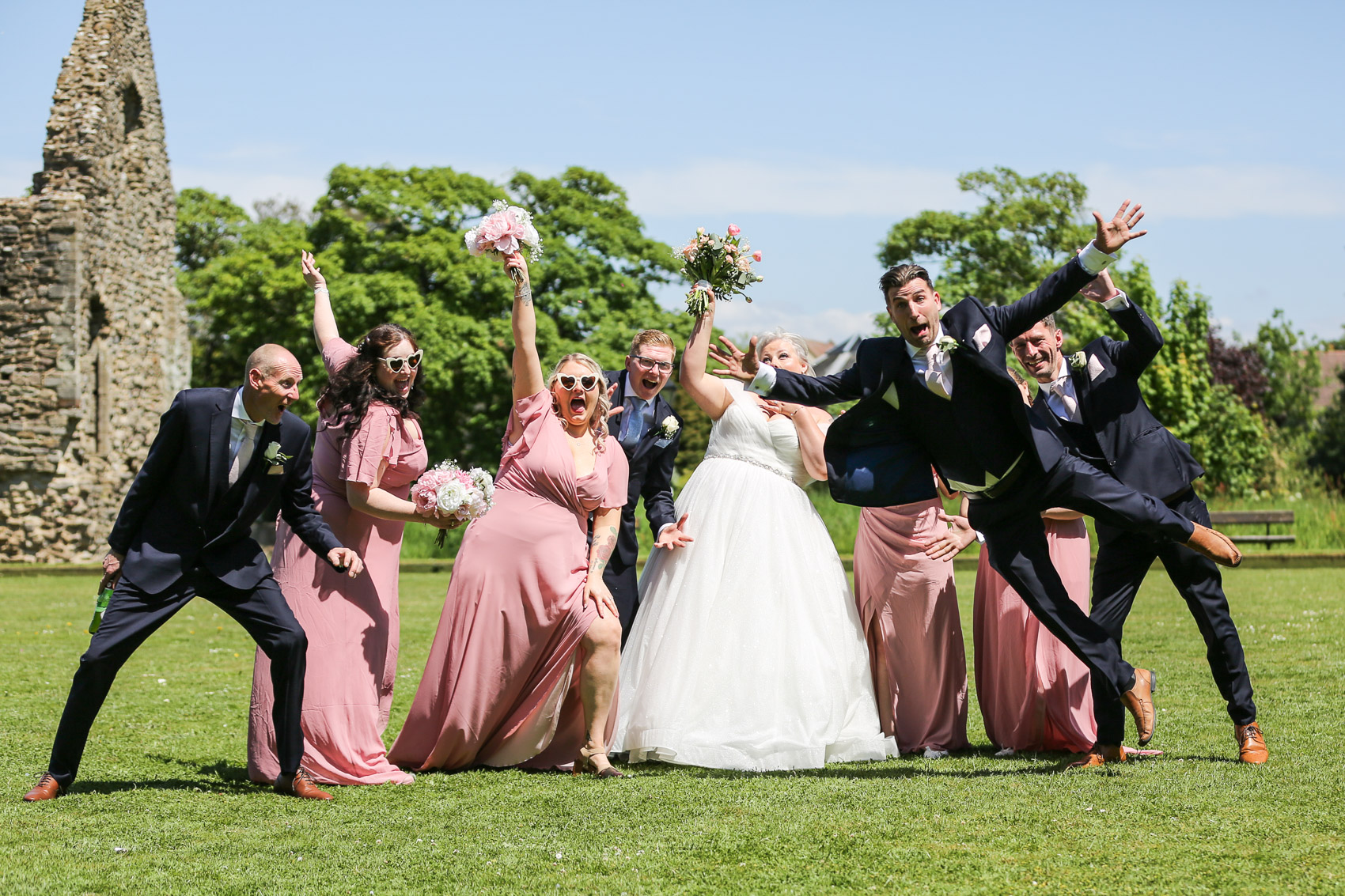 Groomsman flying through the air