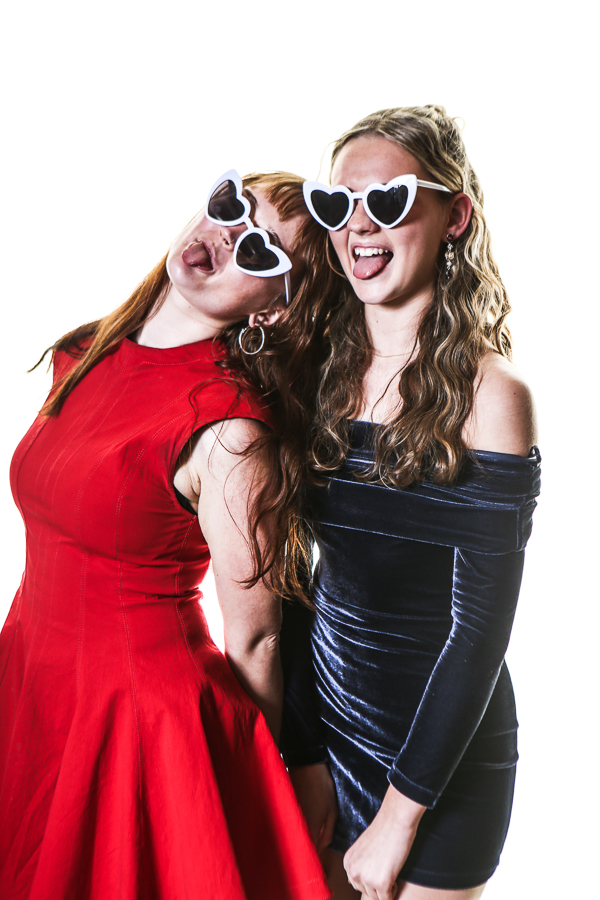 Two girls in a photo booth